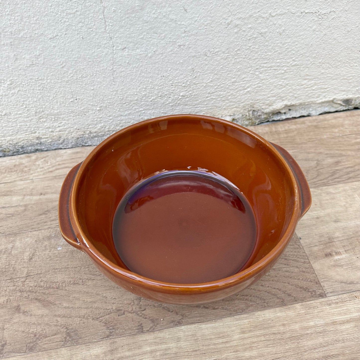 Vintage French Digoin Stoneware Mixing Bowl Terrine 9" Brown 12092429 Fleamarketfrance
