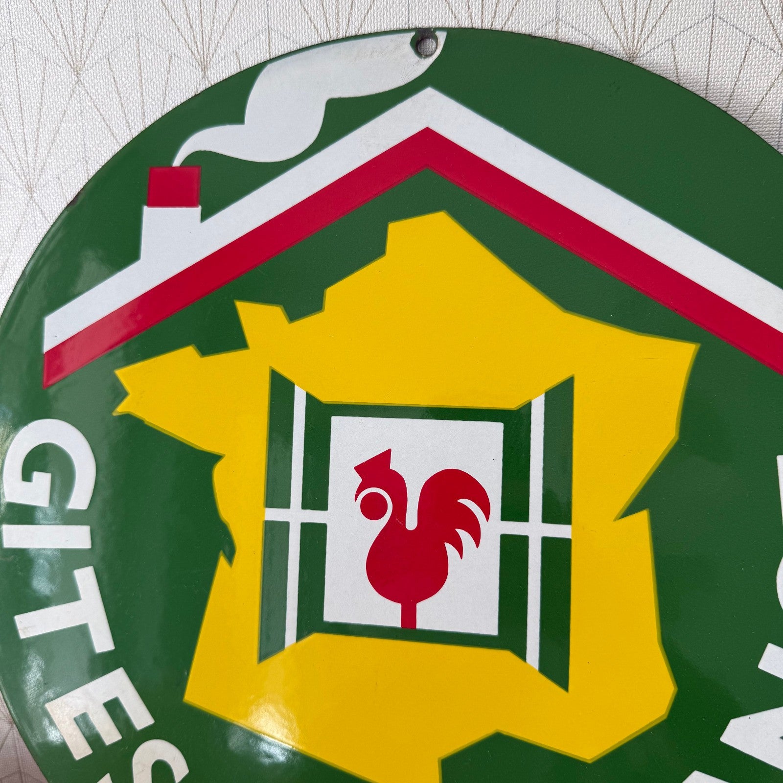 French Vintage Gites de France Enamel Street Sign Green Round 35cm 0809259 Fleamarketfrance : French vintage and antique decor
