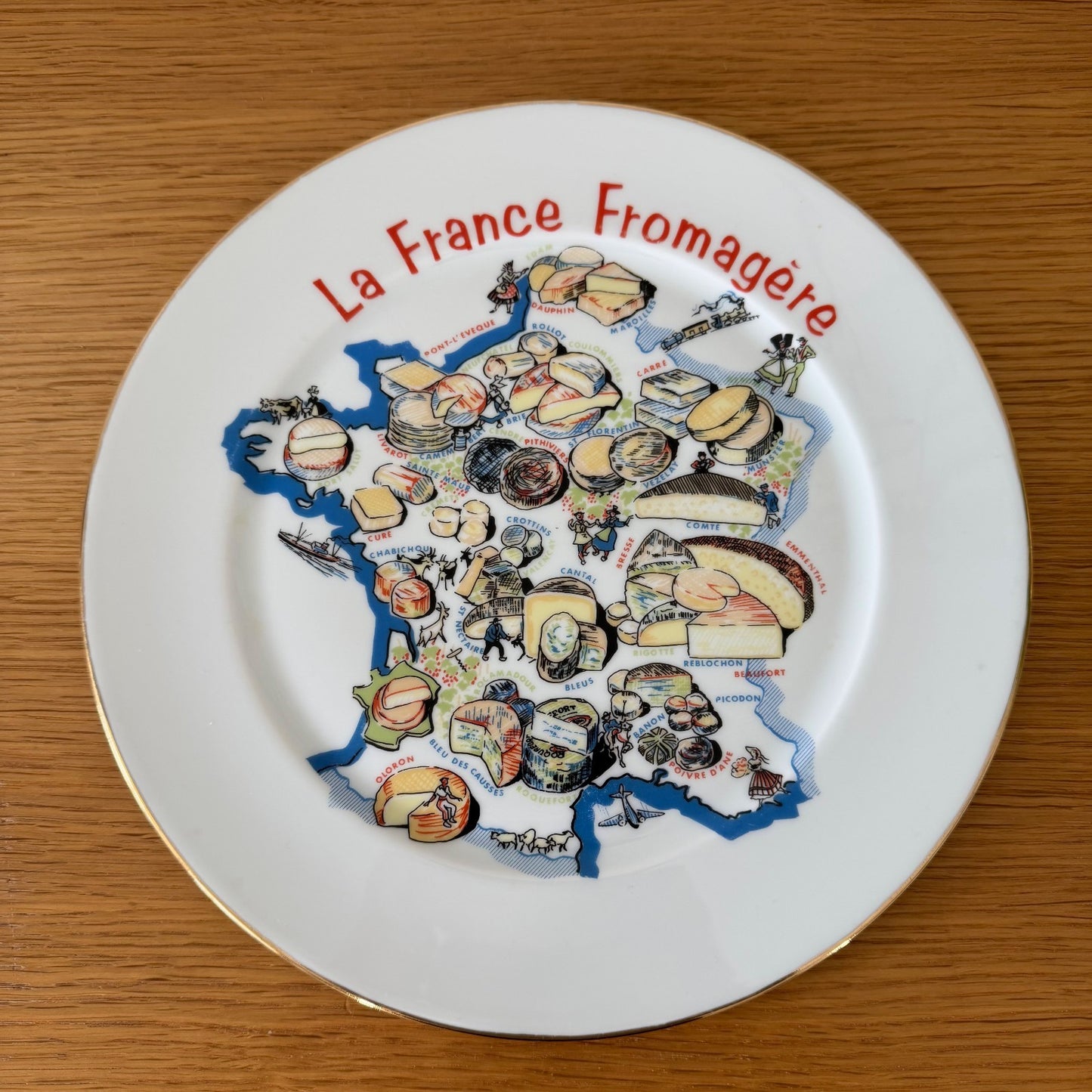 French Cheese Plate Limoges Porcelain Map Vintage Fromage 11.5" 2502264 Limoges