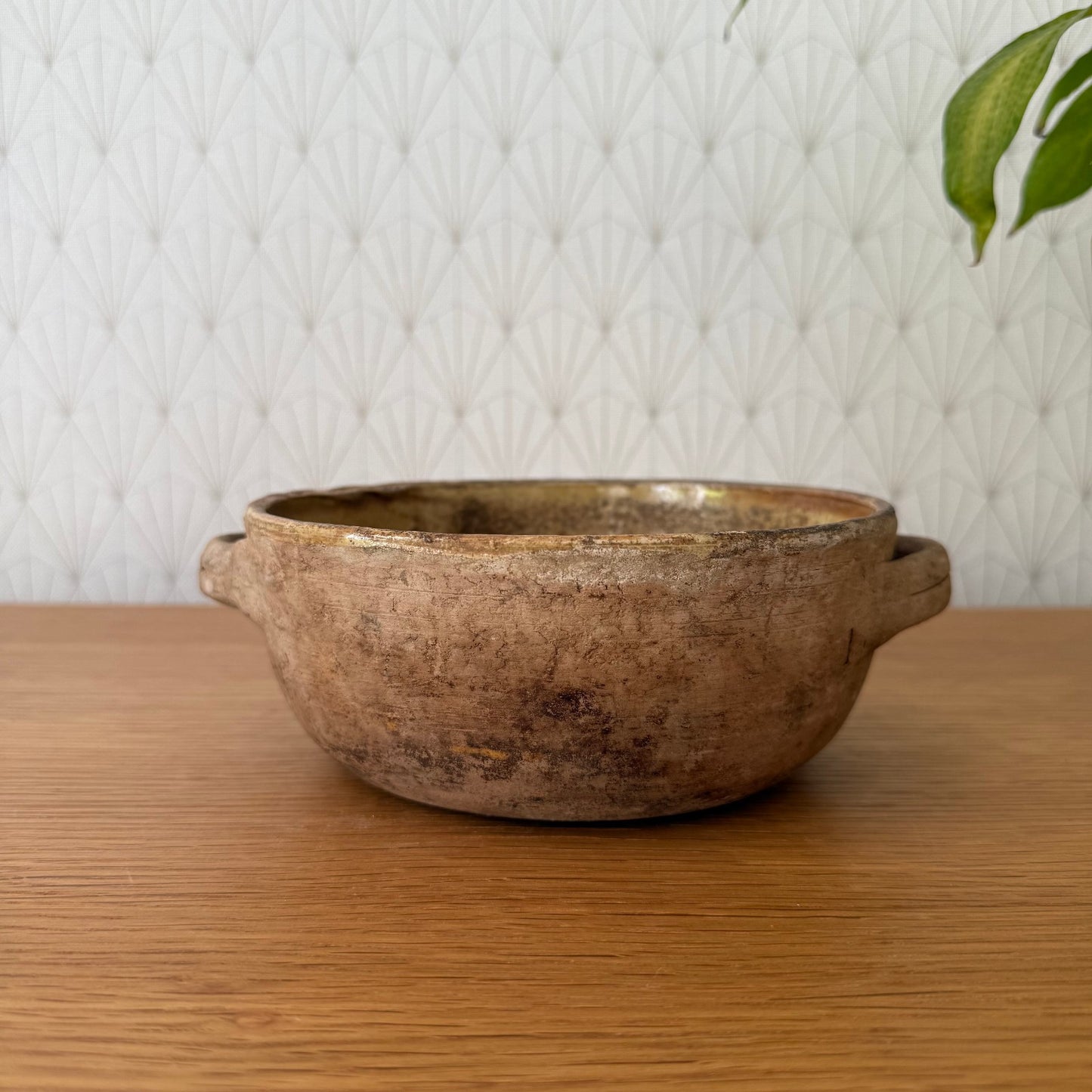 HANDMADE GLAZED ANTIQUE FRENCH STONEWARE PLATE KEYS BOWL FRUITS 23072515