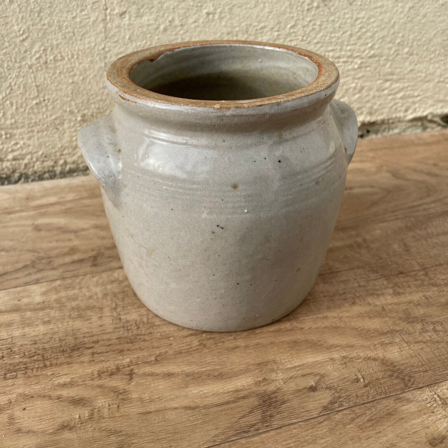 Handmade Glazed Grey Vintage French Confit Grease Pot Stoneware 1203252 Unmarked