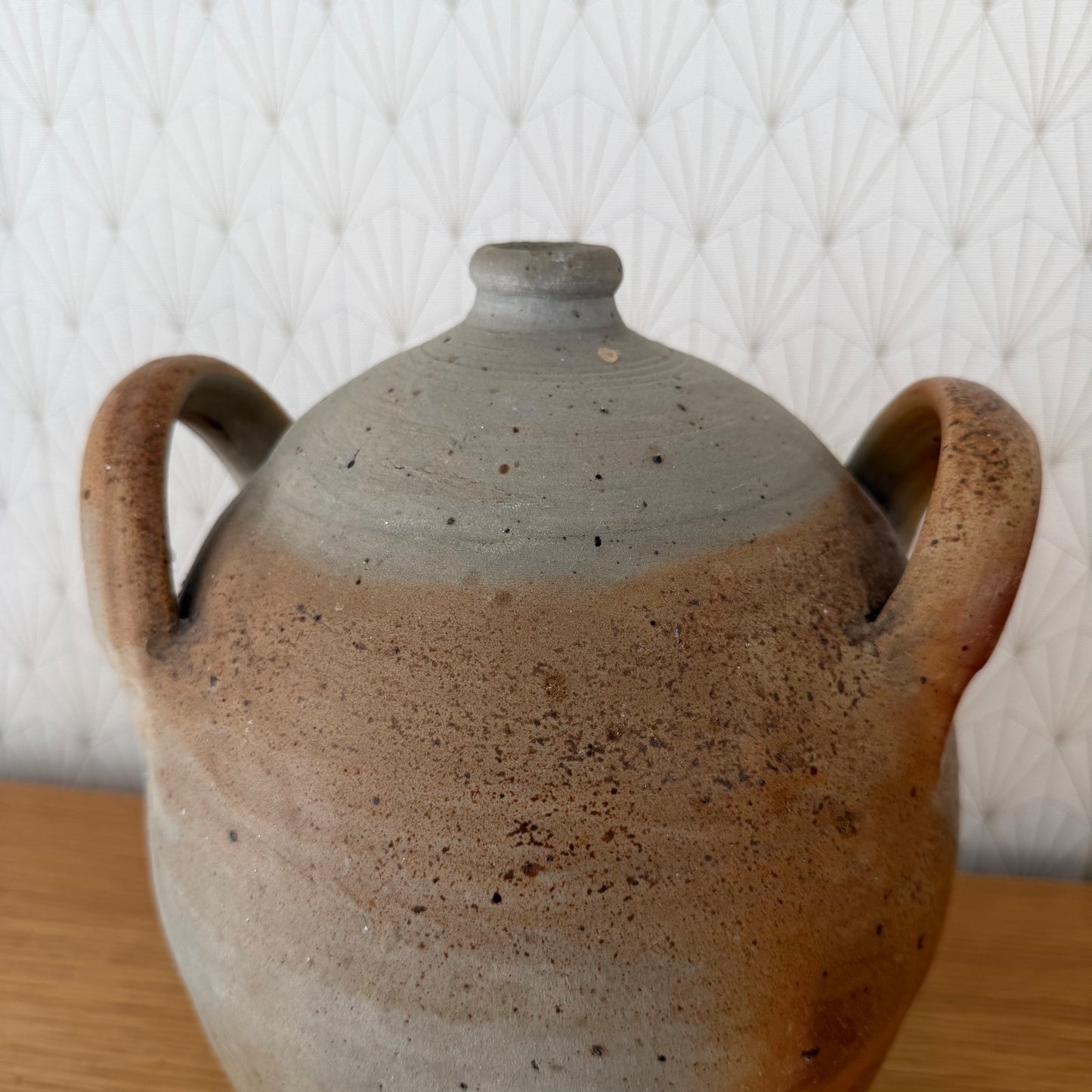 Antique French Stoneware Jug Handmade Earthenware Pitcher Pottery 04092618