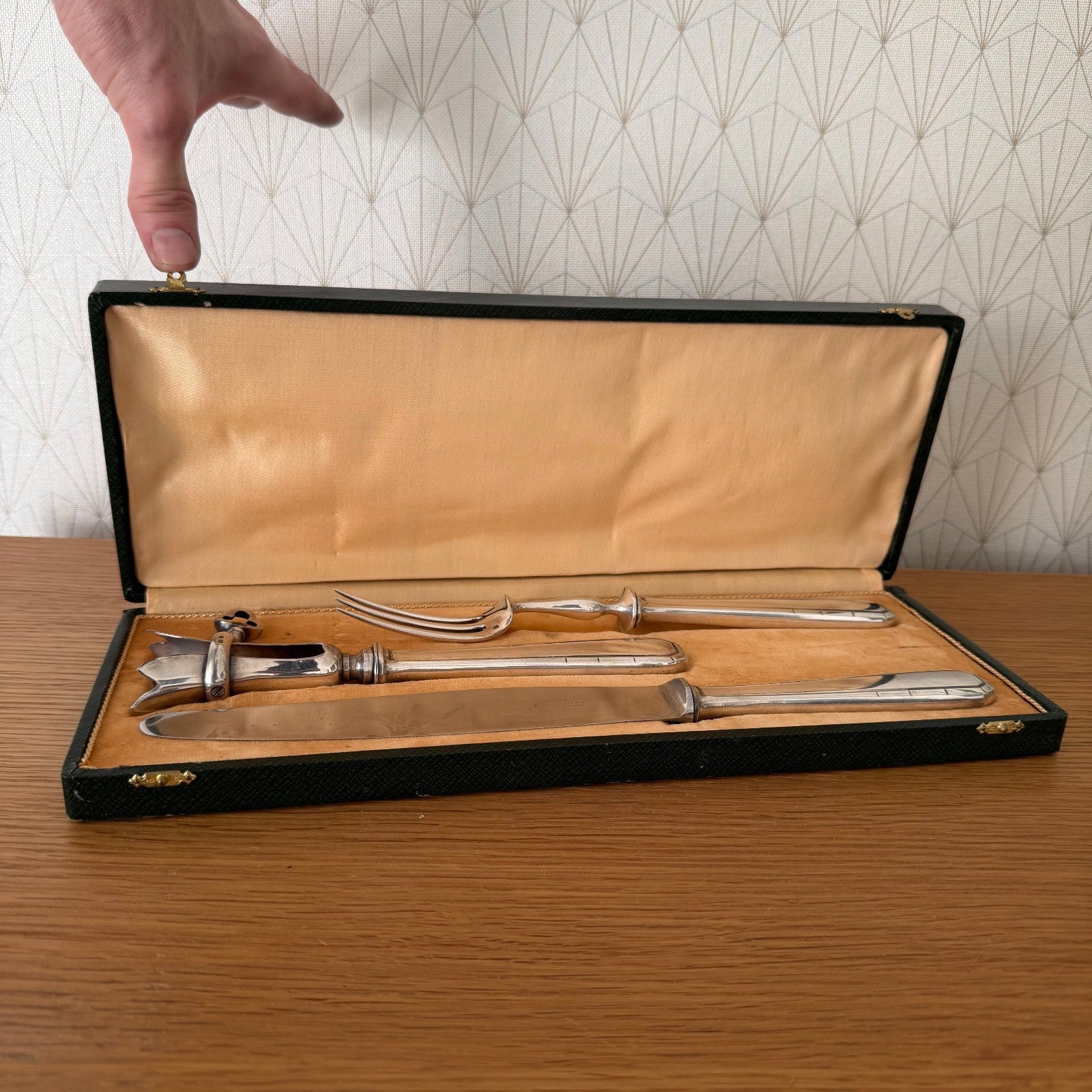 French Carving Set Silver Plated Alfenide 3 Piece Cutlery Case 1803266 Unbranded