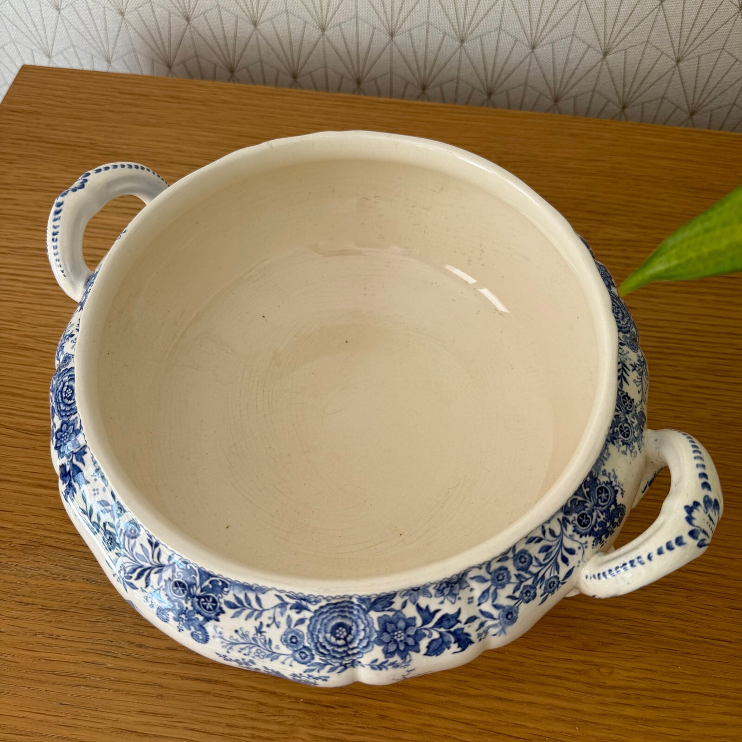 French Vintage Tureen Villeroy Boch Earthenware Flowers Fruits Blue Bowl 1906252