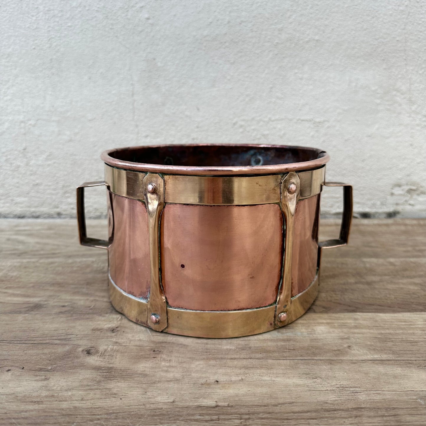 Vintage Copper Pot French Brass Handles 1920s Kitchen Vessel 0712231 Fleamarketfrance