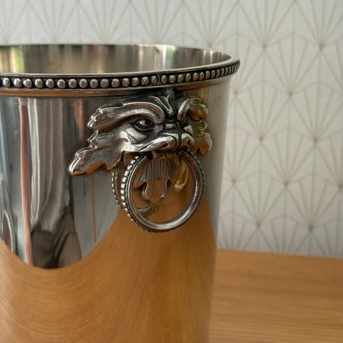 ERCUIS French Silver Plated Ice Bucket Lion Handles Champagne Cooler 0807254 Ercuis