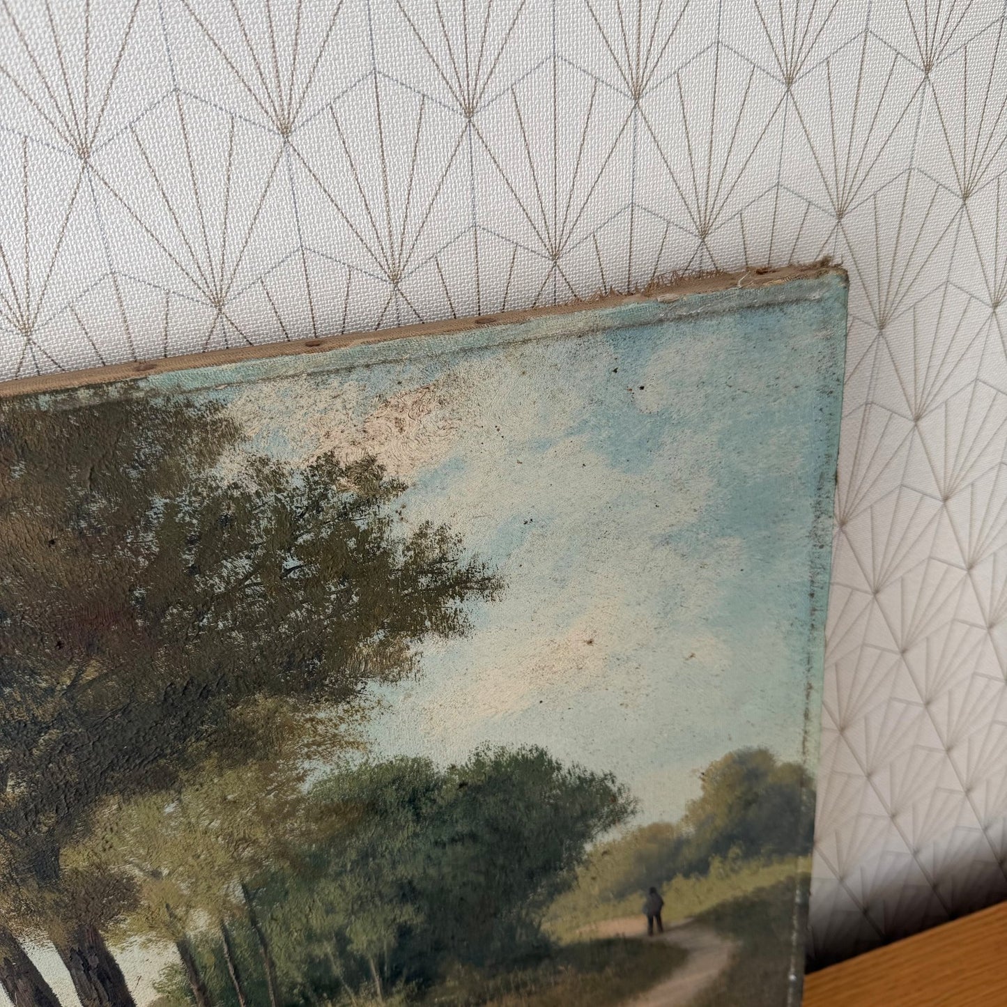 Antique French Landscape Painting Oil Canvas Forest Path Signed 1899 2604261 Fleamarketfrance