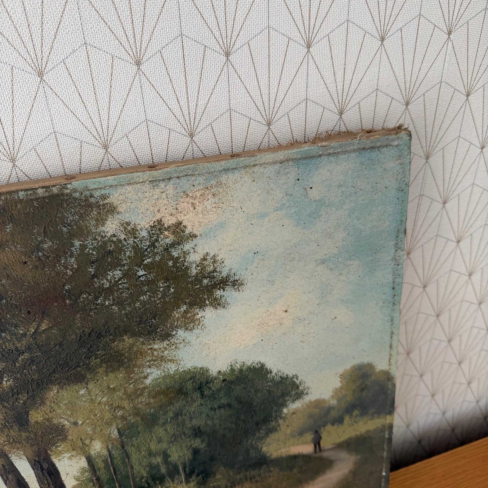 Antique French Landscape Painting Oil Canvas Forest Path Signed 1899 2604261 Fleamarketfrance