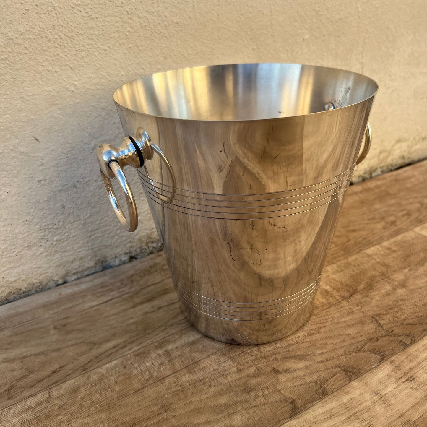 French Silverplate Champagne Bucket Ice Cooler Ring Handles Vintage 09032511 Fleamarketfrance