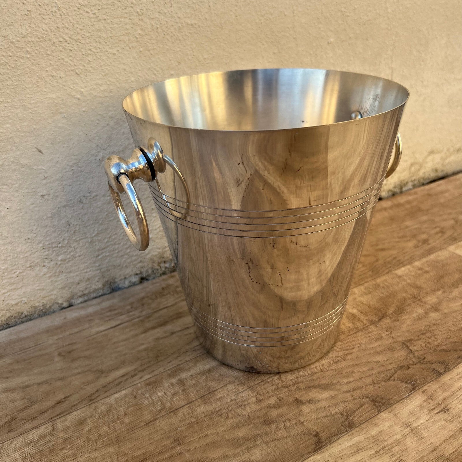 French Silverplate Champagne Bucket Ice Cooler Ring Handles Vintage 09032511 Fleamarketfrance