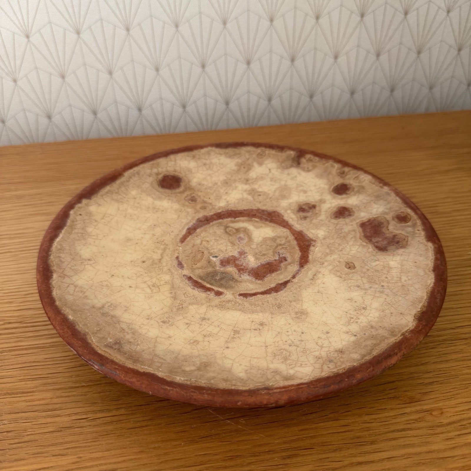 Antique French Pottery Plate Yellow Ochre Glaze Rustic Provincial 0111251 Unbranded