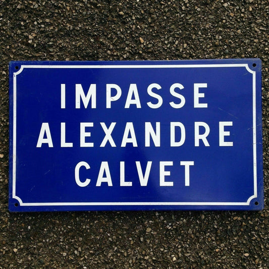 Vintage French Street Sign Impasse Alexandre Calvet Avignon Enamel Plaque Fleamarketfrance
