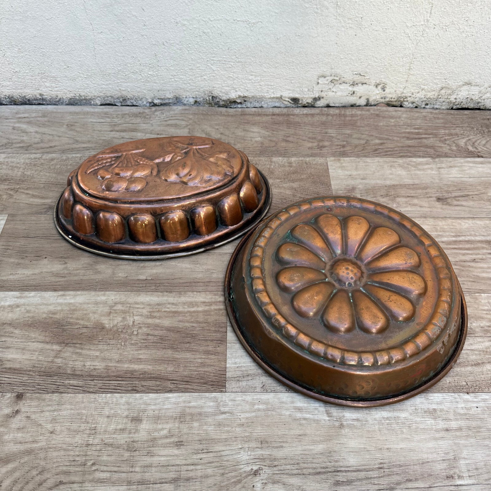 Vintage French Copper Molds Cake Jelly Aspic Baking Set of 2 24072312 Fleamarketfrance