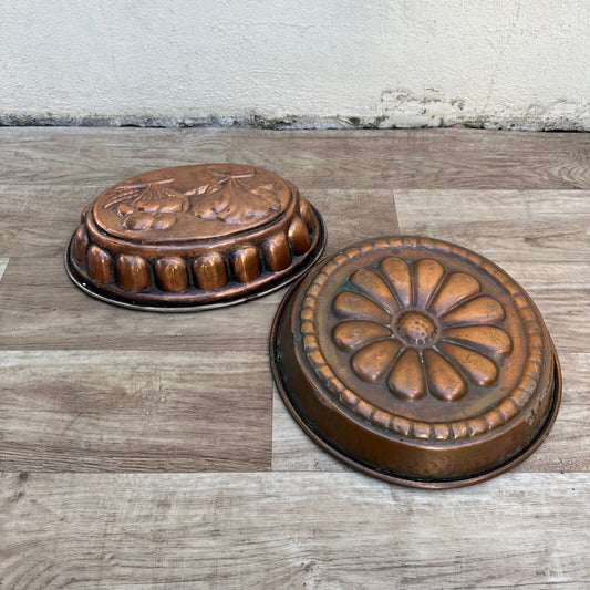 Vintage French Copper Molds Cake Jelly Aspic Baking Set of 2 24072312 Fleamarketfrance