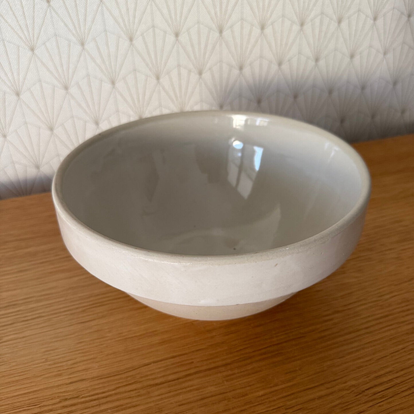 VINTAGE FRENCH STONEWARE SALAD MIXING BOWL TERRINE 8 1/4" 03042512