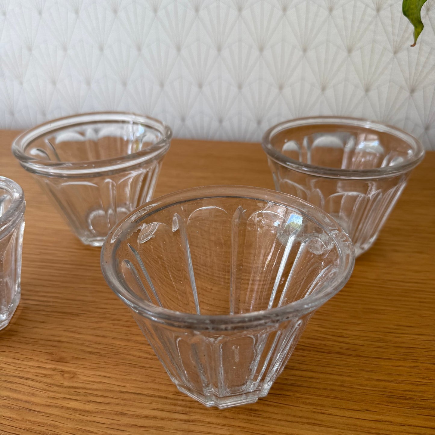 4 Vintage French Glass Jam Jelly Jar Pot Faceted Preserving Glass 2307253