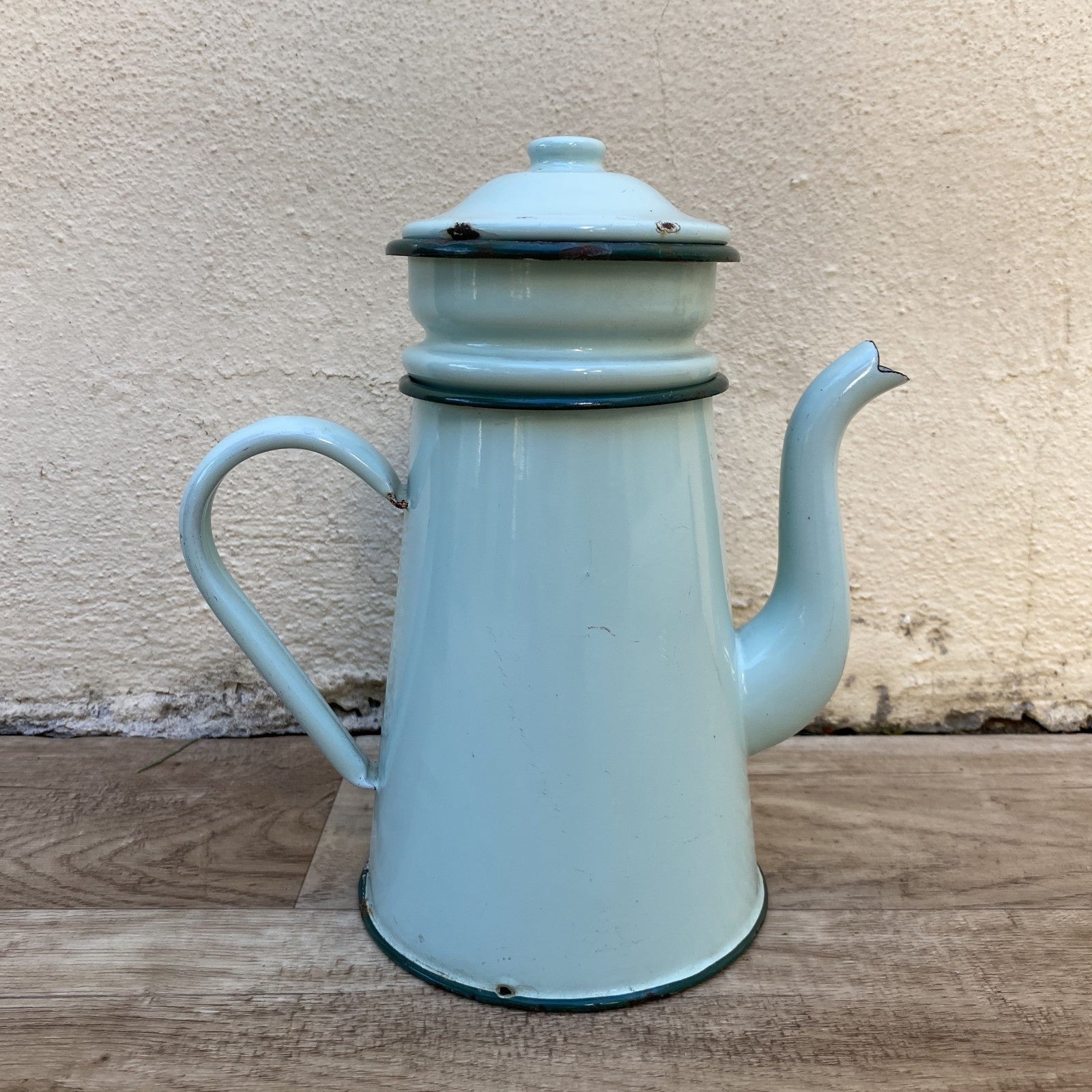 French Enamelware Biggin Coffee Pot Blue Vintage Kitchen 04072618 Fleamarketfrance