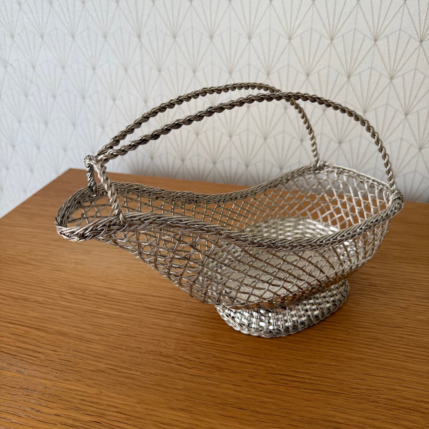 vintage french wine silver plated basket bottle holder 12062516 Handmade