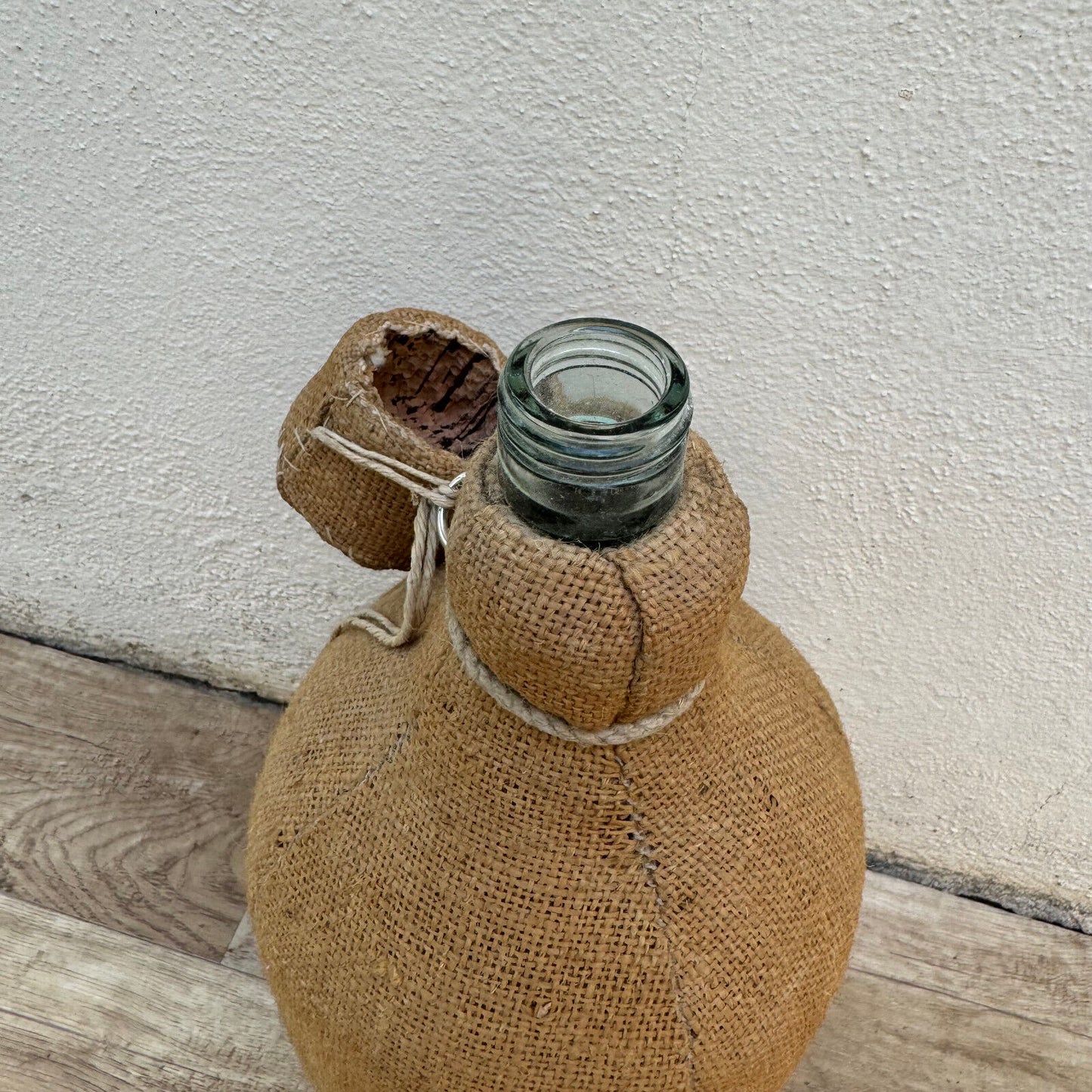 Vintage French Brandy Bottle Marc de Bourgogne Linen Wrapped 22072417 Fleamarketfrance