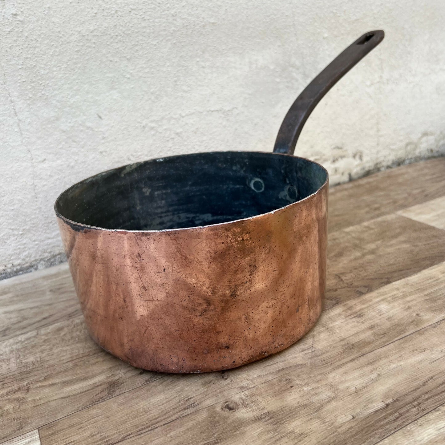 French Copper Saucepan Chef Stamped Iron Handle c1900 Tin Lined 0205224 Unbranded