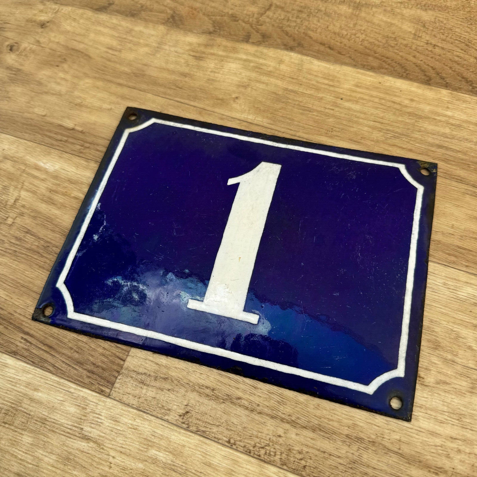 French Enamel House Number 1 Blue White Vintage Door Sign Plate 0907246 Fleamarketfrance