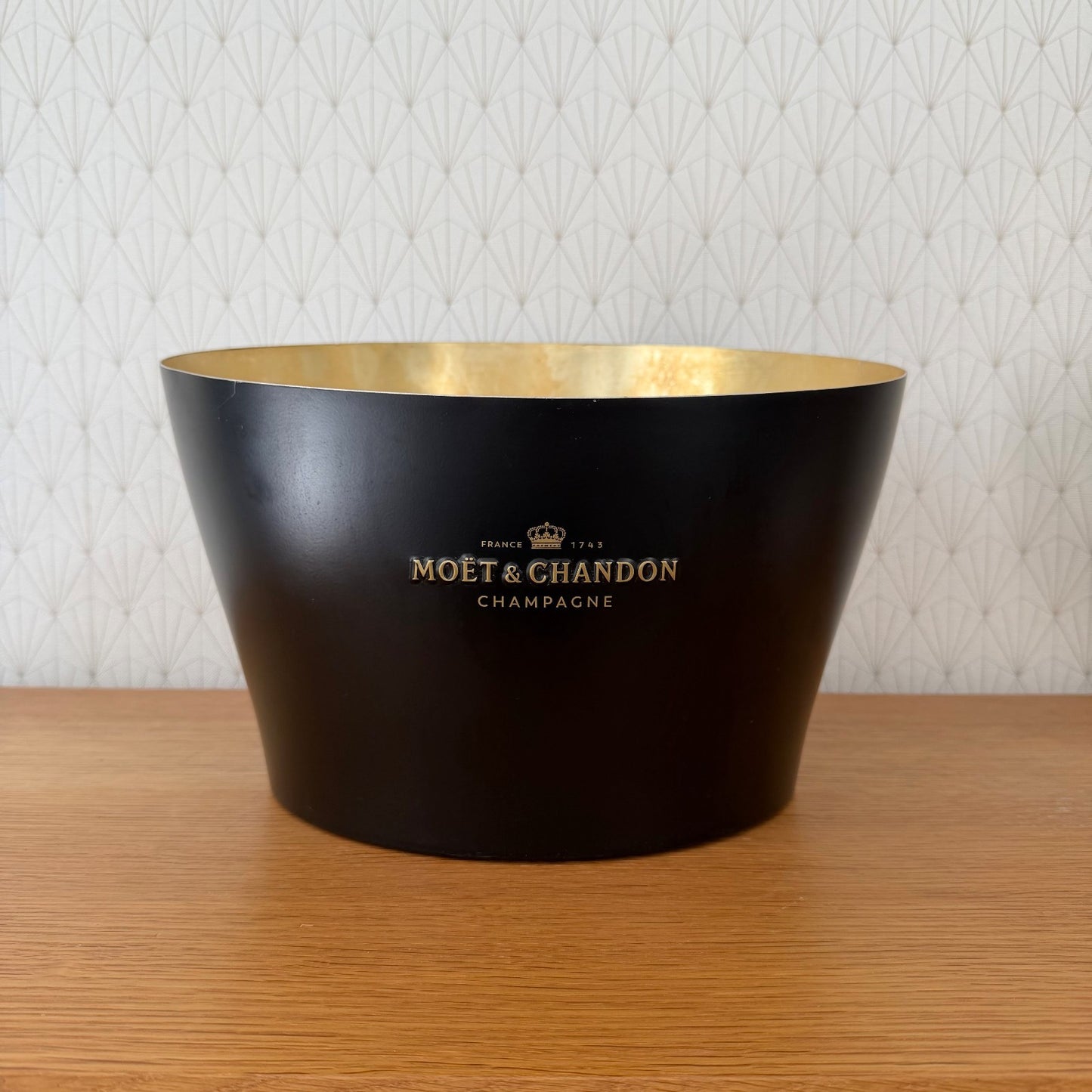 French Champagne Ice Bucket Black Metal Wine Cooler Moet chandon 0409269