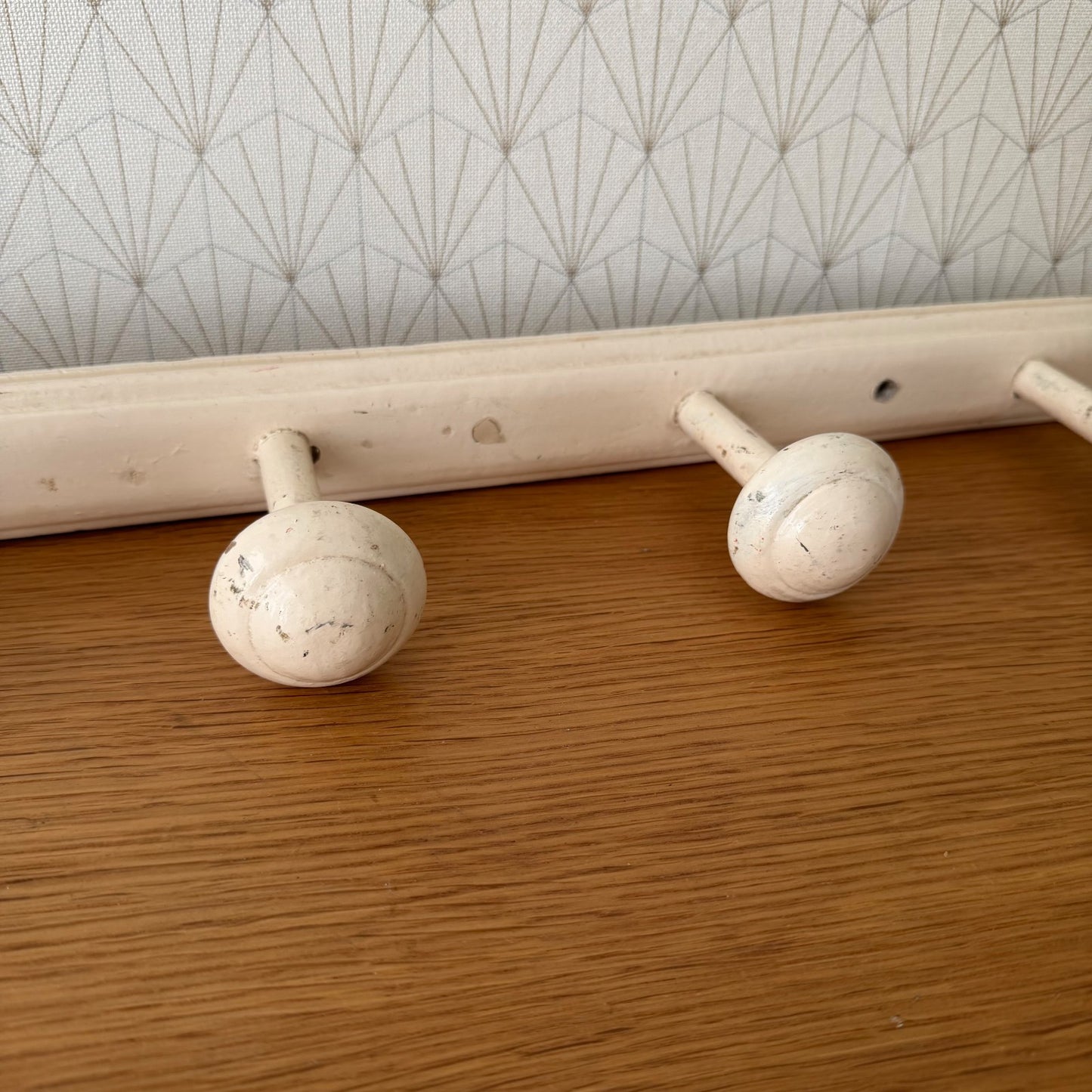 French Vintage Wood Wall Coat Rack 5 Pegs Hat Hook Hanger 16062618