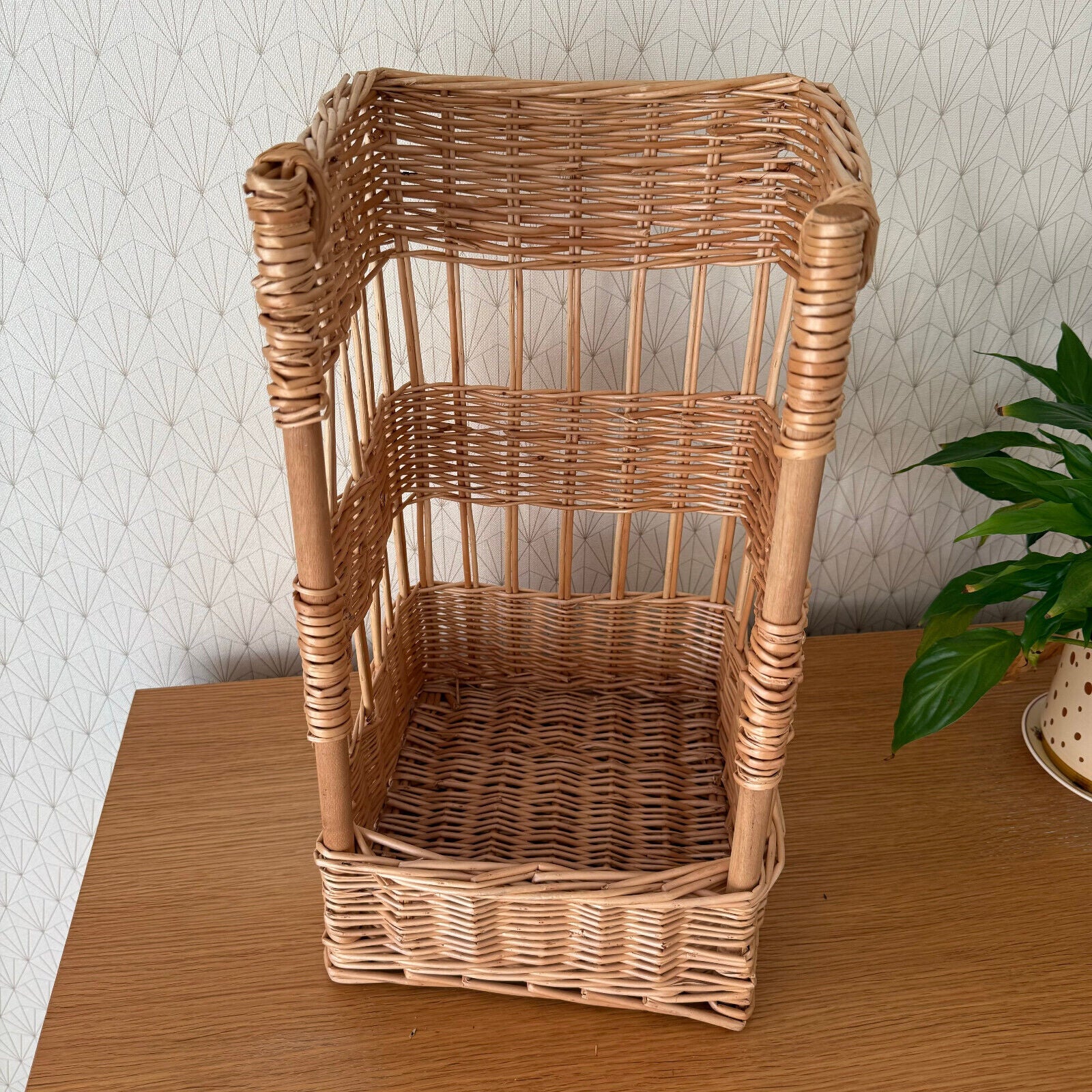 French bread basket wicker rattan storage organizer display bakery 0211244 - Fleamarketfrance