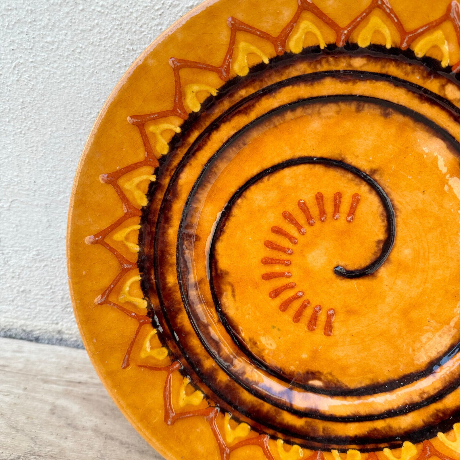 Vintage Ceramic Plate made in France french BIOT sun sunburst 26042412 - Fleamarketfrance