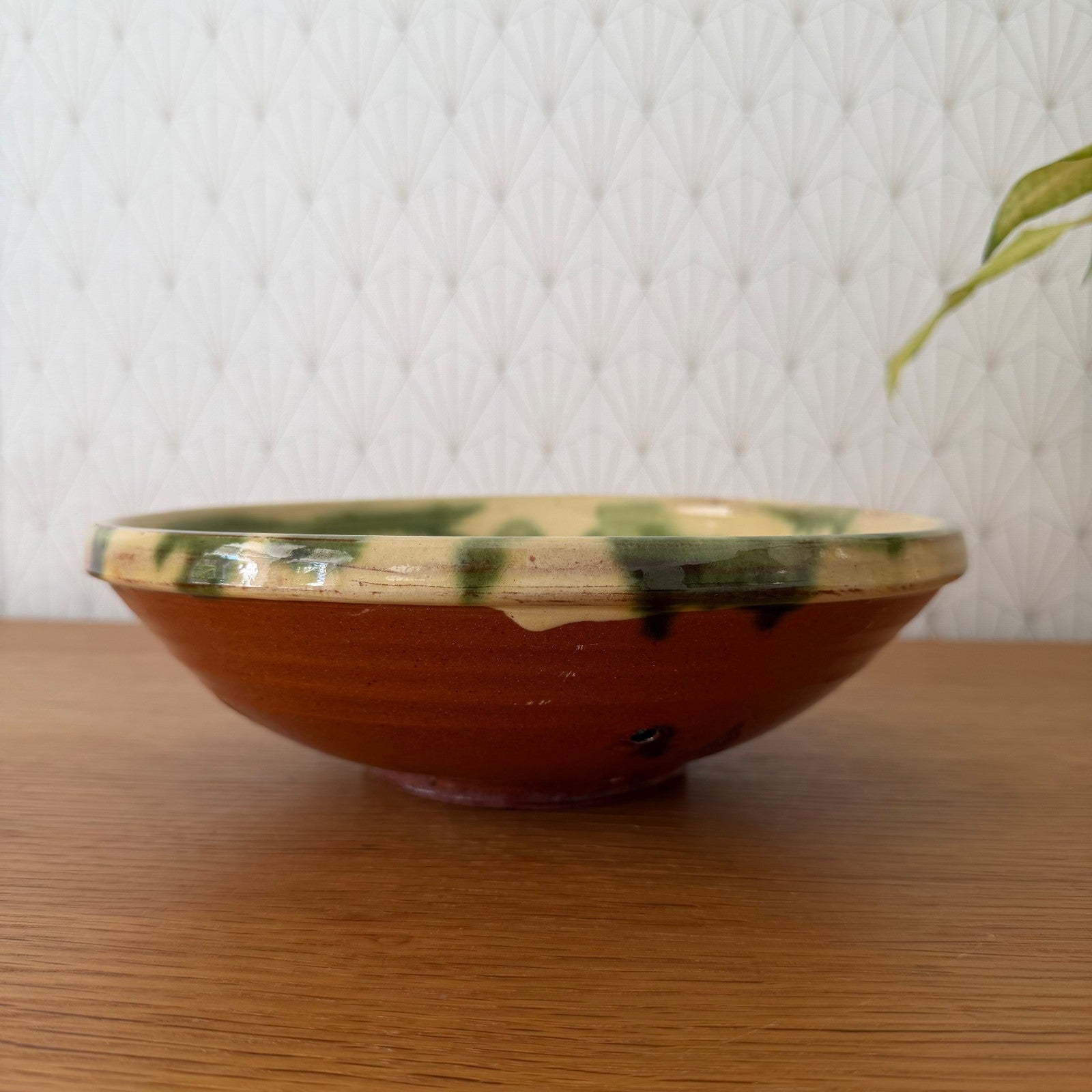 Vintage French Pottery Glazed Terracotta Fruit Drainer Tian 0708262 Unmarked