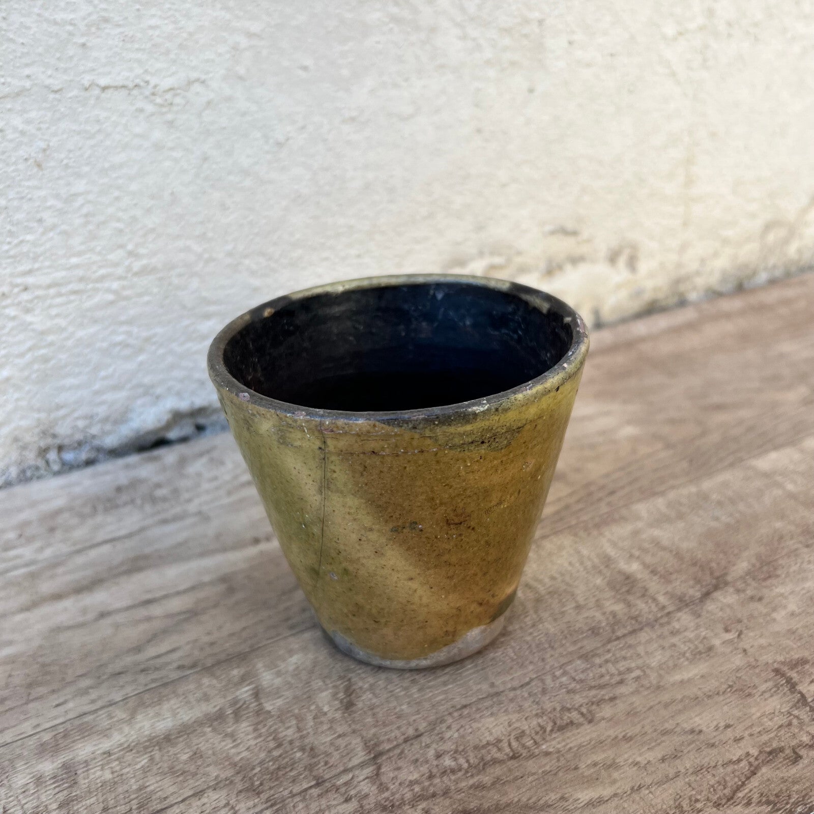 Vintage French Pottery Planter Yellow Blue Glazed Ceramic 1930s 26052224 Fleamarketfrance