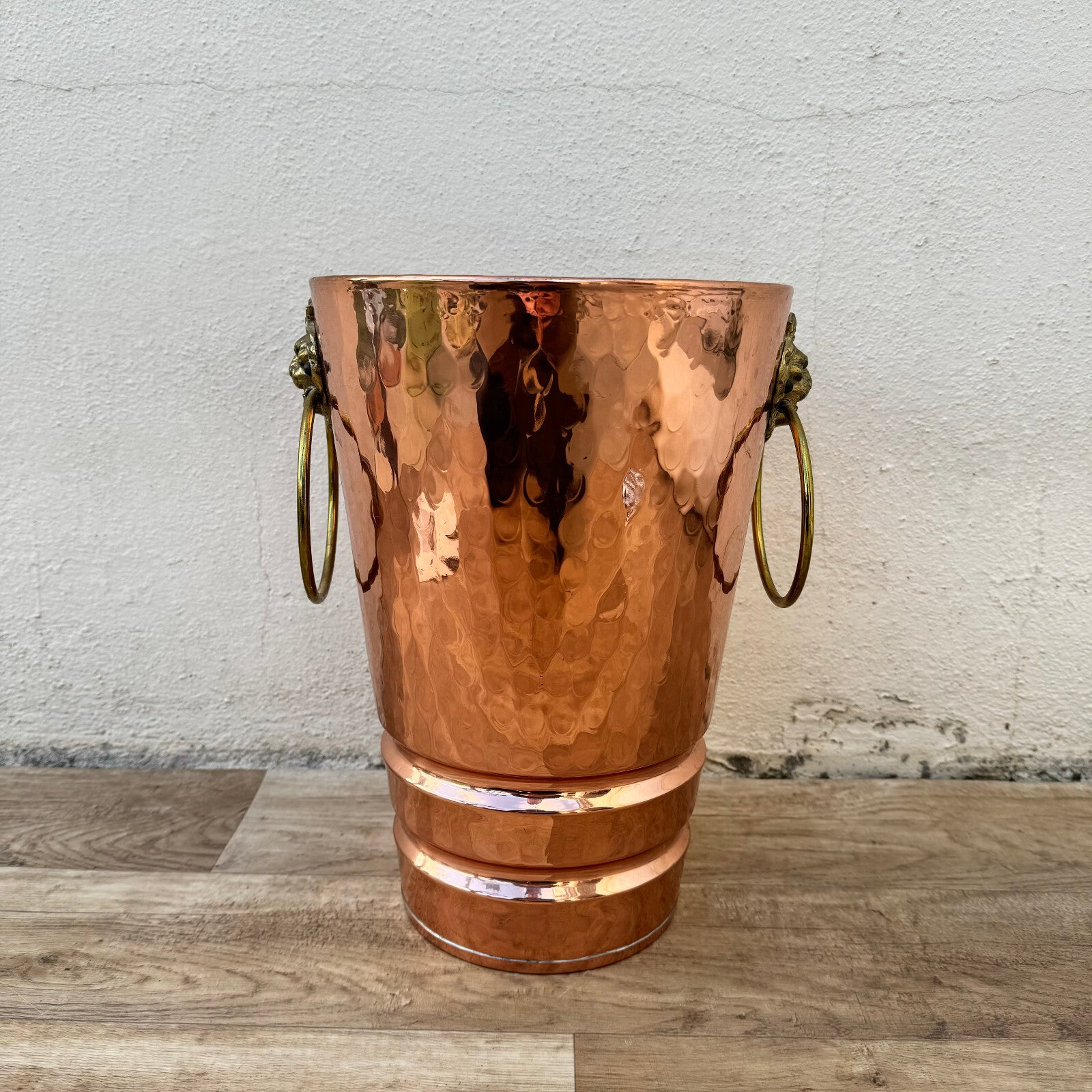 French Copper Bucket Lion Handles Villedieu Normandy Vintage 0105241 Fleamarketfrance