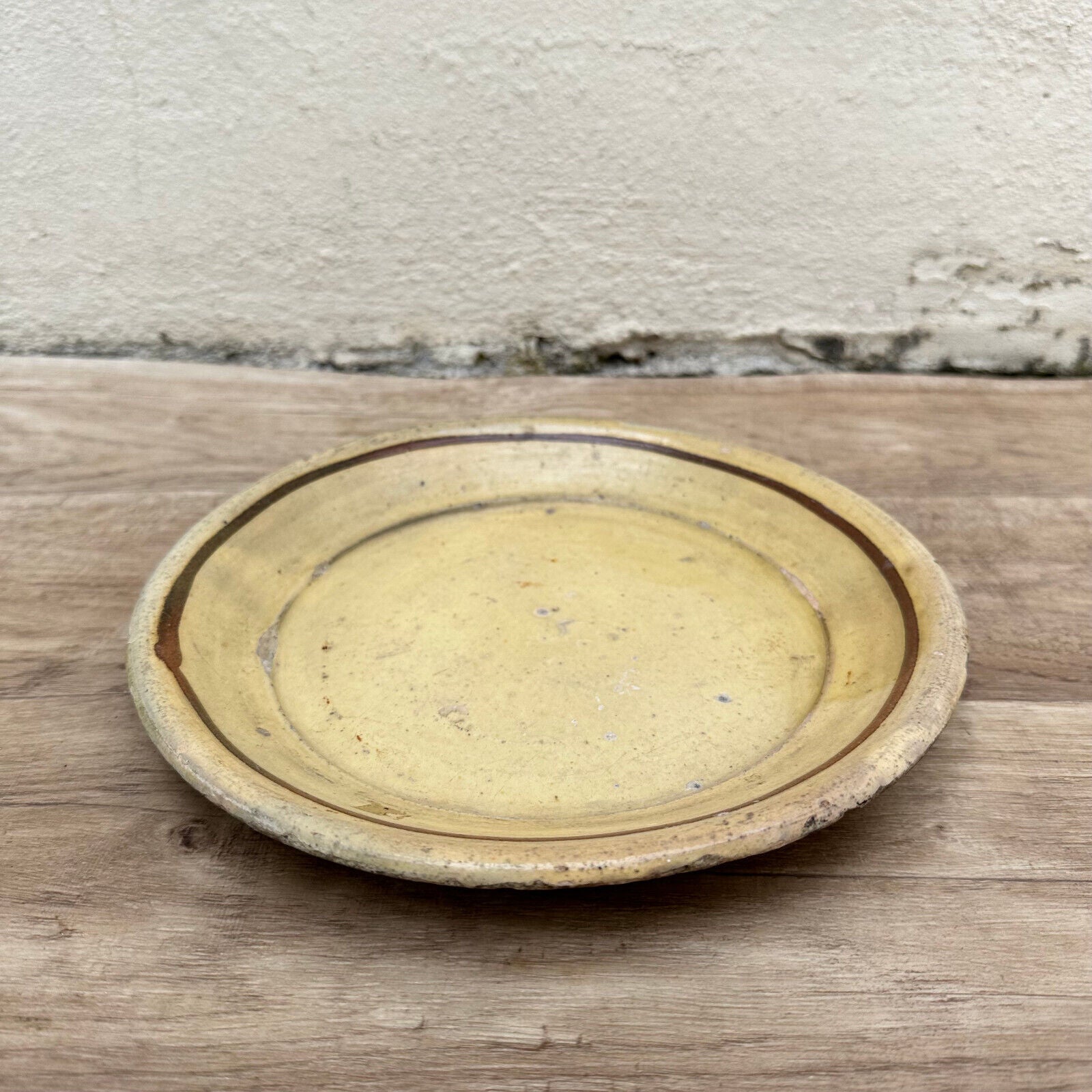 Antique yellow glazed French Pottery Plate Provence omelette turner plate1611236 - Fleamarketfrance