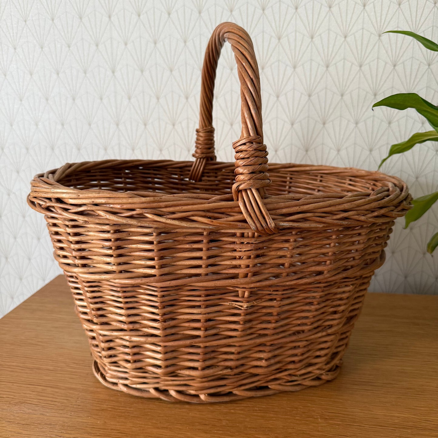 French Wicker Basket Market Shopping Vintage Rattan Handle Oval 1510251 Fleamarketfrance : French vintage and antique decor