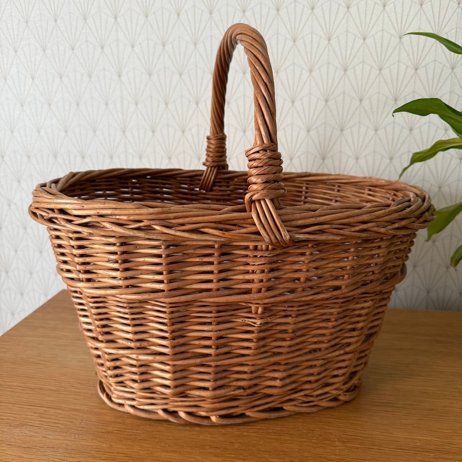 French Wicker Basket Market Shopping Vintage Rattan Handle Oval 1510251 Fleamarketfrance : French vintage and antique decor