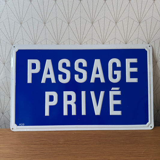 French Street Sign Plaque - PASSAGE PRIVE 2212245 - Fleamarketfrance