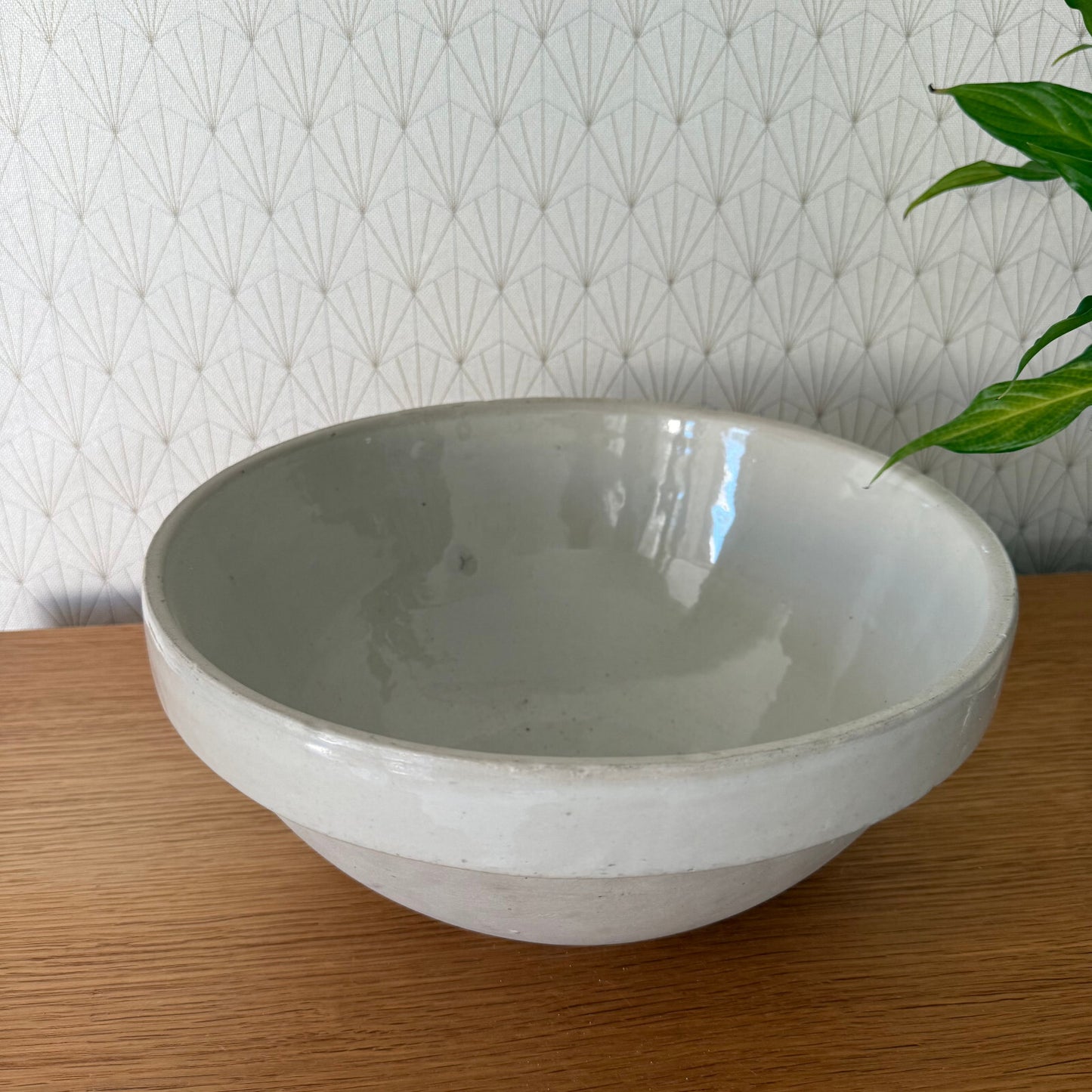 VINTAGE FRENCH STONEWARE SALAD MIXING BOWL TERRINE 13" 1904255