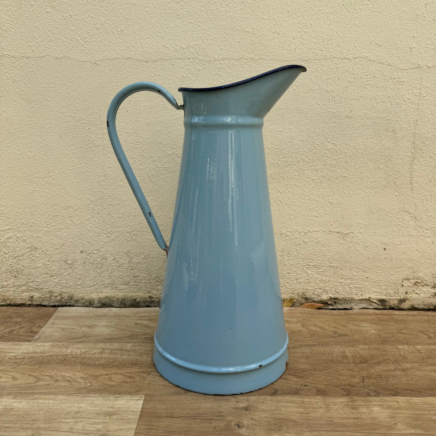 Vintage Enamel pitcher jug water enameled blue 13082512* Fleamarketfrance