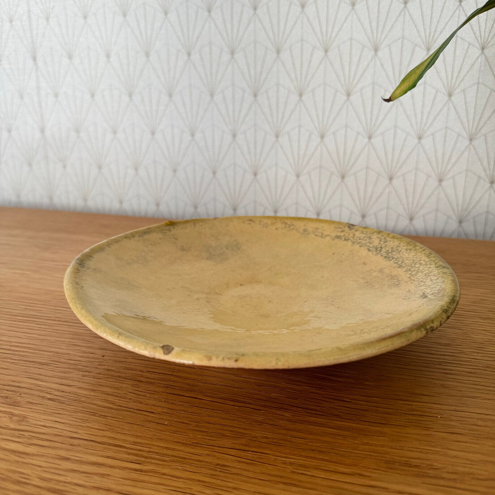 Antique yellow glazed French Pottery Plate omelette turner plate 15062417 - Fleamarketfrance