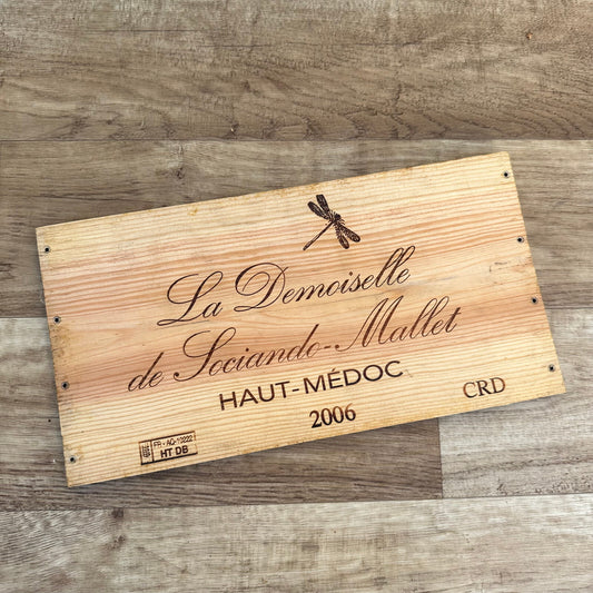 French Wine Crate Panel Haut-Medoc 2006 Vintage Wall Decor Wood 10022440 Sociando-Mallet