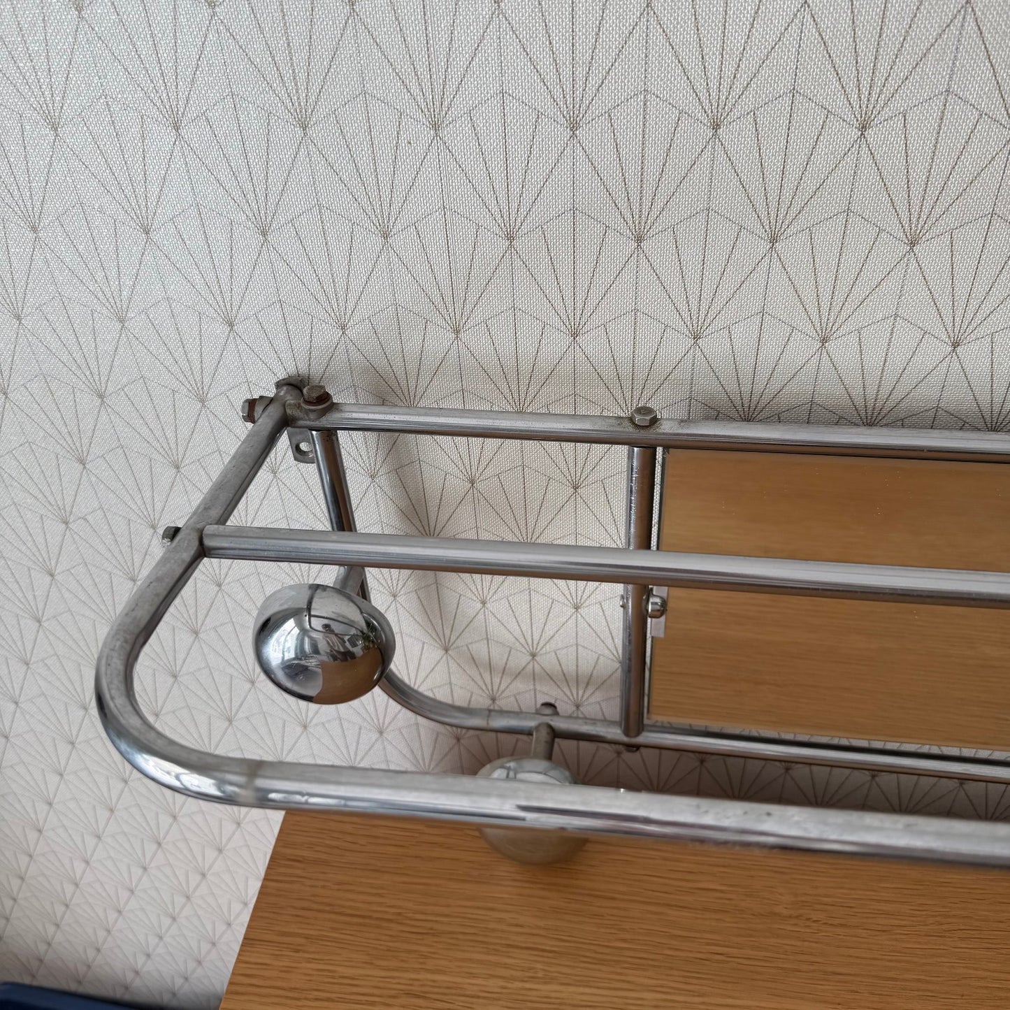 Vintage French Metal 4 Hook Coat Rack/Wall-Mounted Mirror Storage 0407251 Unbranded
