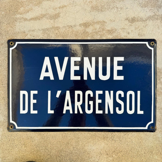 Old French Street Enameled Sign Plaque - vintage ARGENSOL 3 13042436 Fleamarketfrance