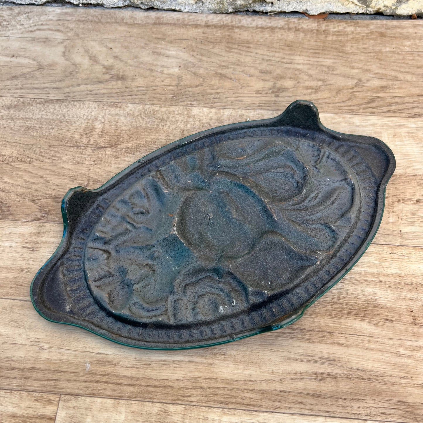 French Cast Iron Trivet Green Patina Vintage Kitchen Decor 13092214 Unbranded