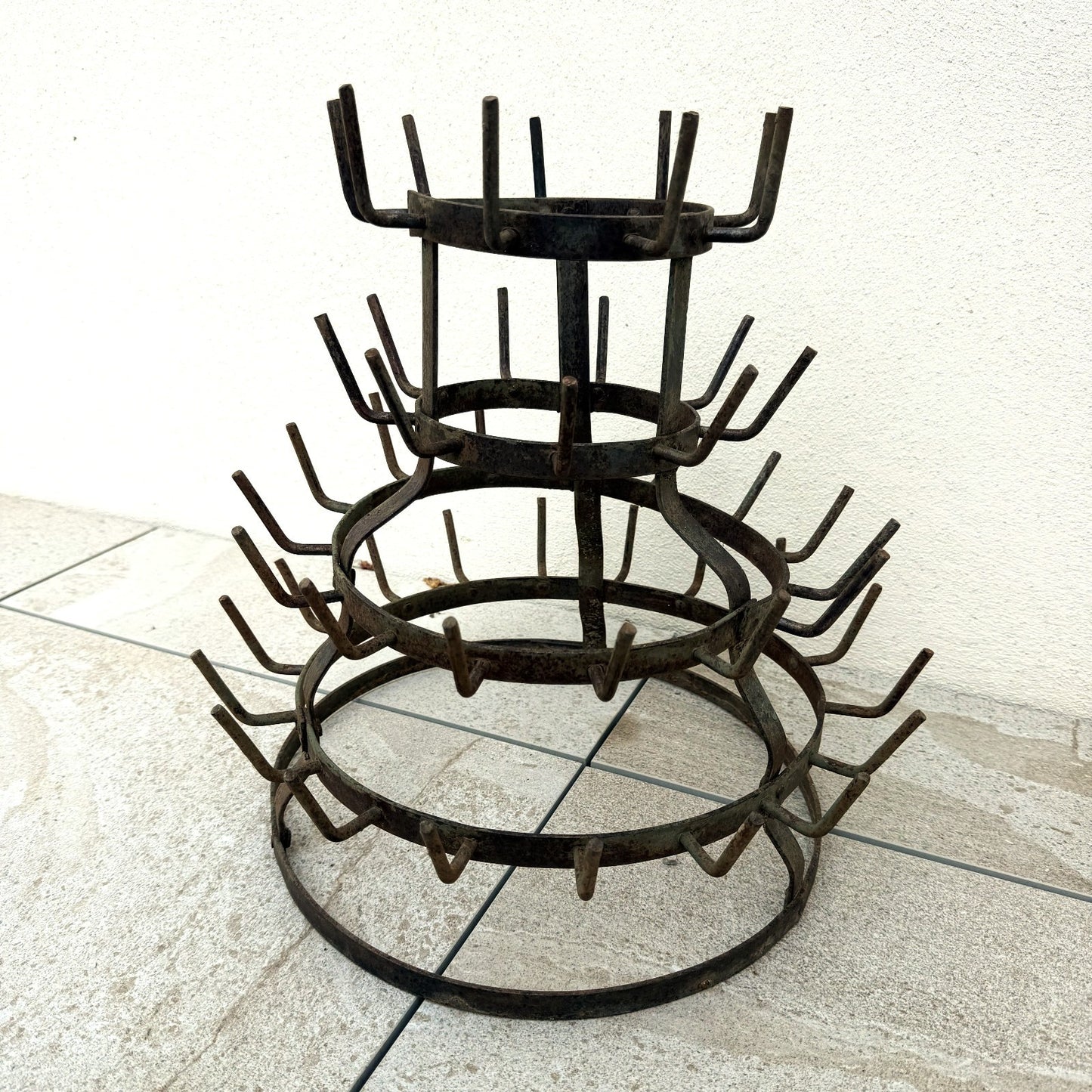 French Wine Bottle Drying Rack Wrought Iron Antique 1900s Vintage 2505262 Fleamarketfrance