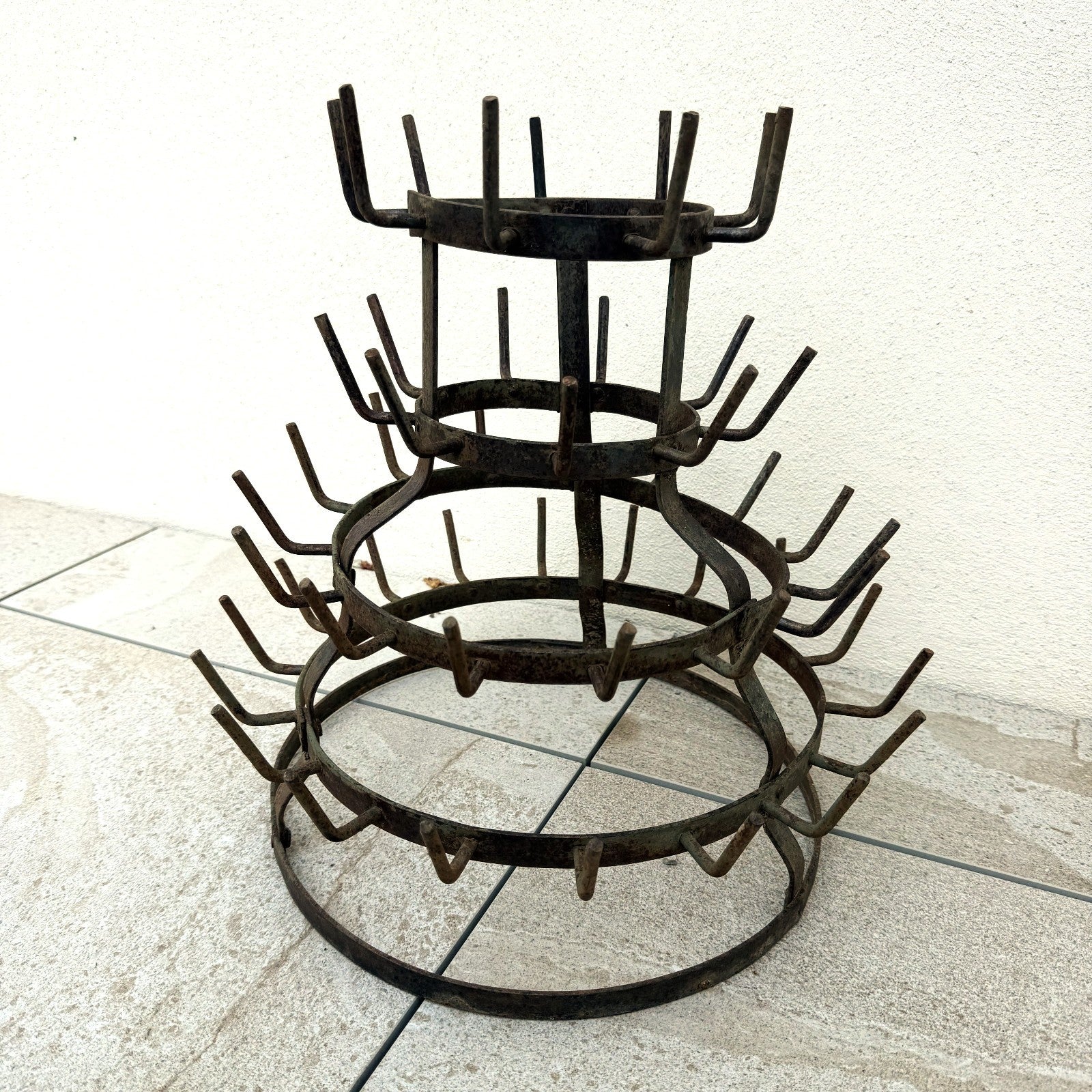 French Wine Bottle Drying Rack Wrought Iron Antique 1900s Vintage 2505262 Fleamarketfrance