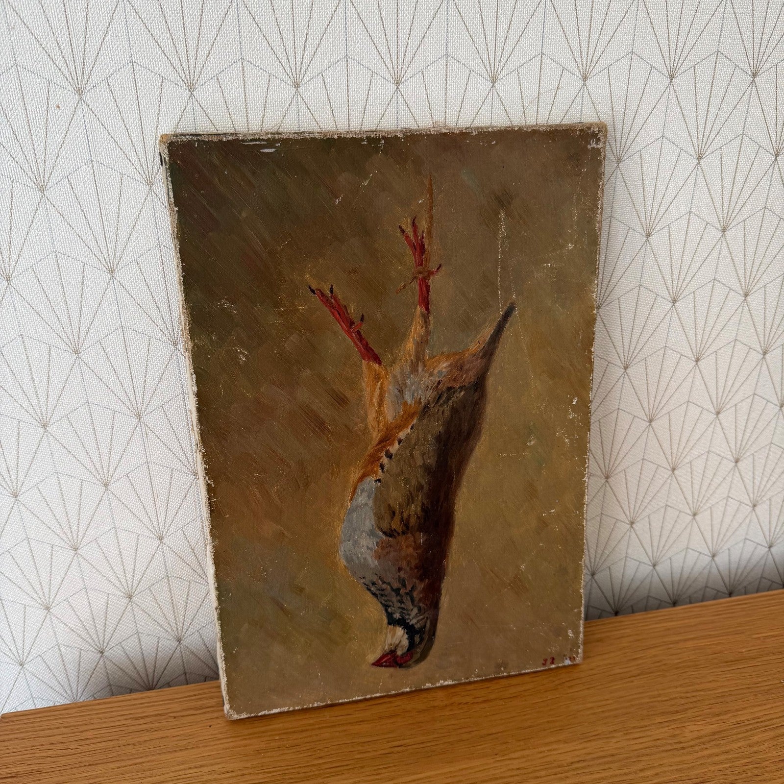 Antique French Still Life Oil Painting Dead Bird Canvas Signed 2604262 Fleamarketfrance