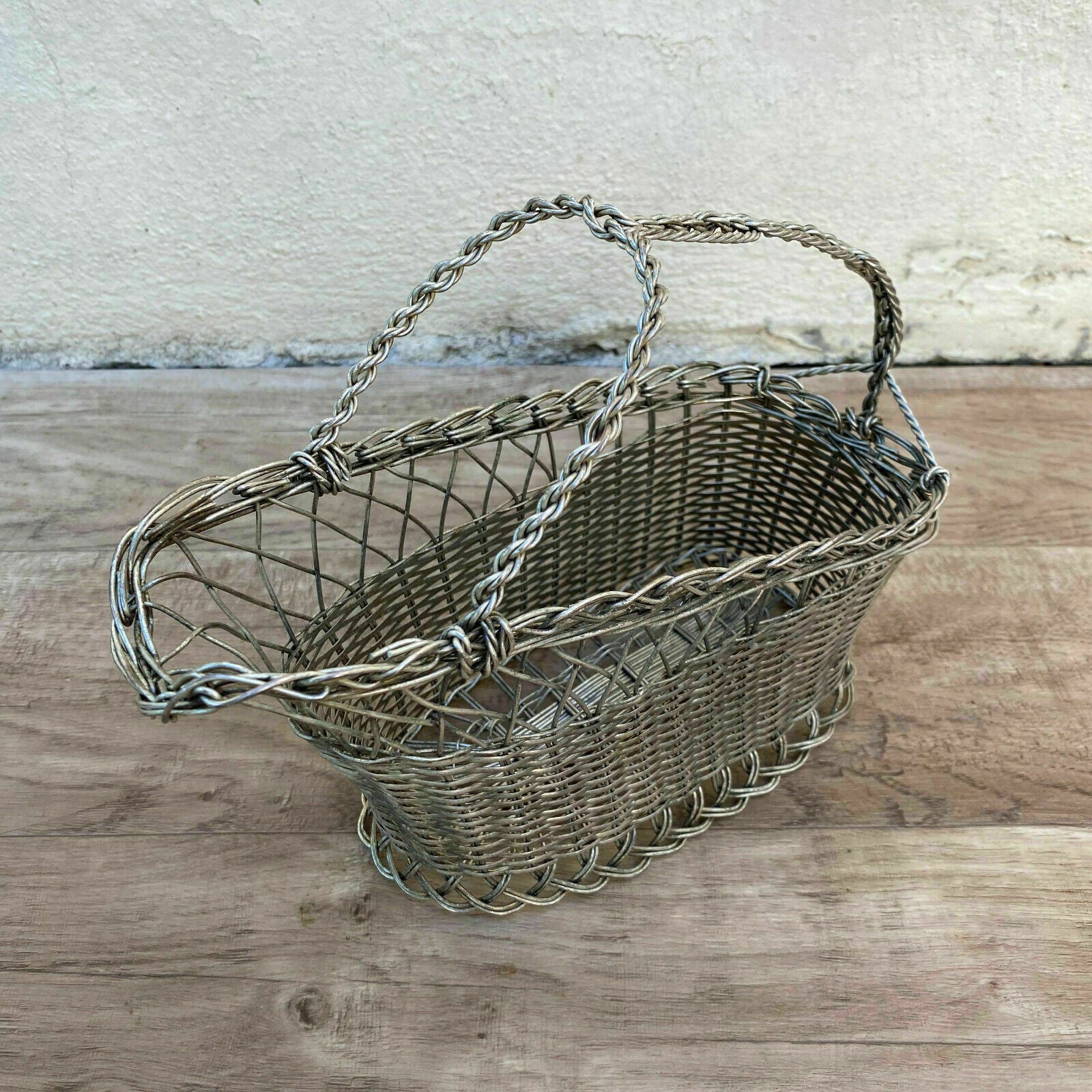 French Wine Basket Silver Plated Bottle Holder Serving Basket 3110216 Handmade
