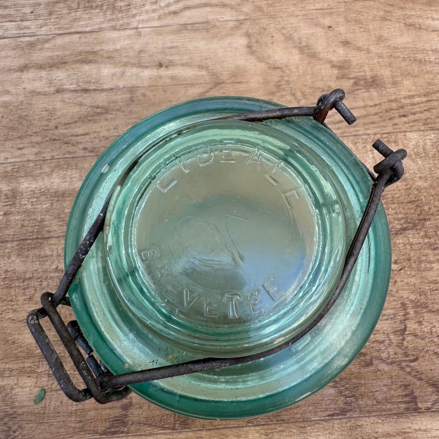 French Preserve Jar L'Ideal Glass Canning Wire Bail Vintage 3.75" 30062416 Fleamarketfrance