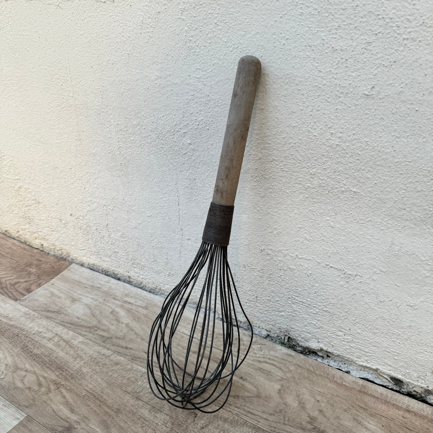 Large French Wire Whisk Vintage Wooden Handle Kitchen Tool 15" 2604247 Unbranded