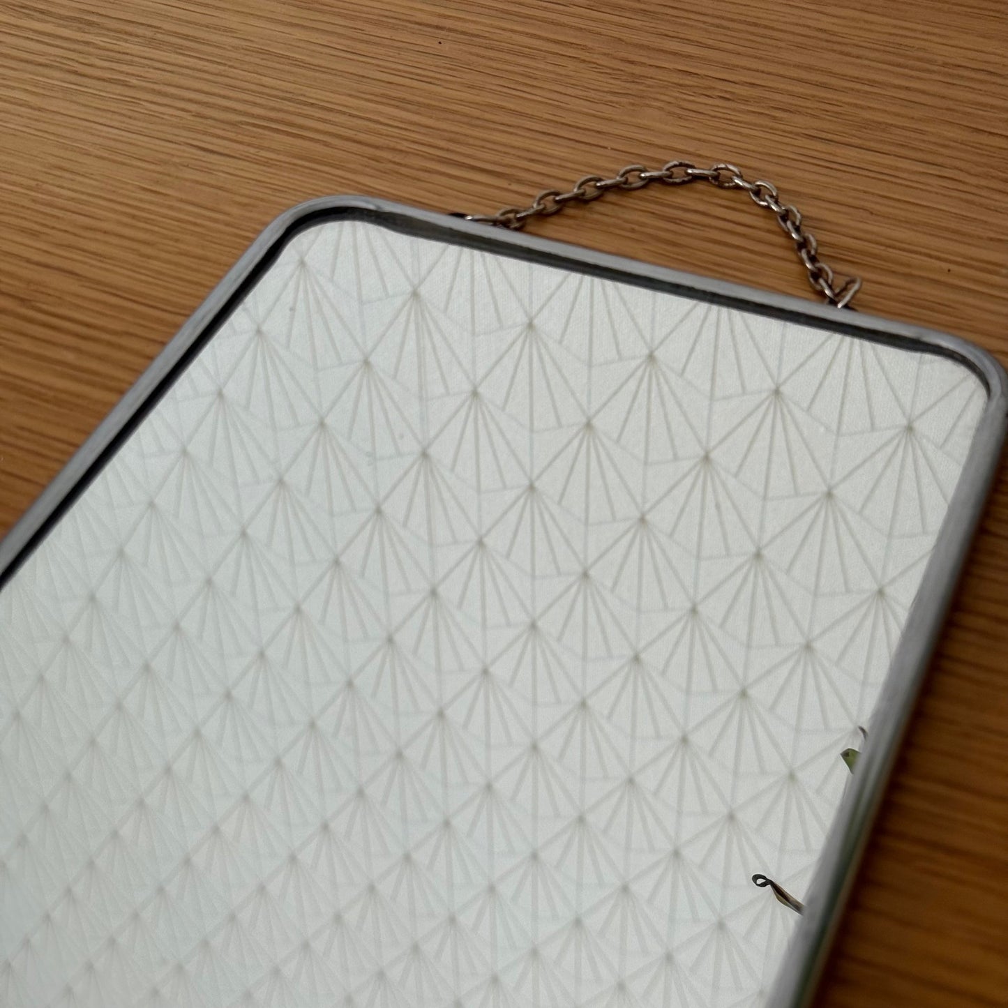 Vintage French Art Deco Mirror Metal Frame Chain Hanger Wall 0608257 Fleamarketfrance